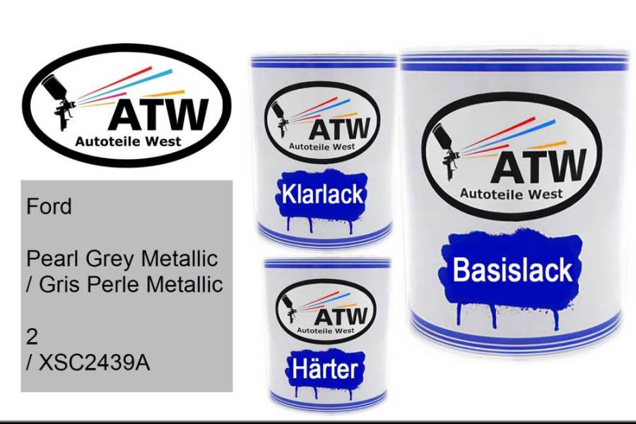 Ford, Pearl Grey Metallic / Gris Perle Metallic, 2 / XSC2439A: 1L Lackdose + 1L Klarlack + 500ml Härter - Set, von ATW Autoteile West.